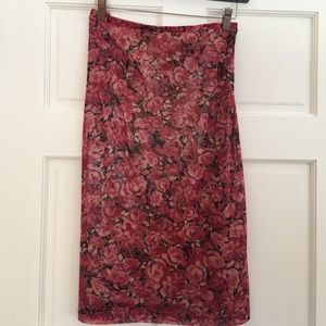 Below-the-knee floral skirt